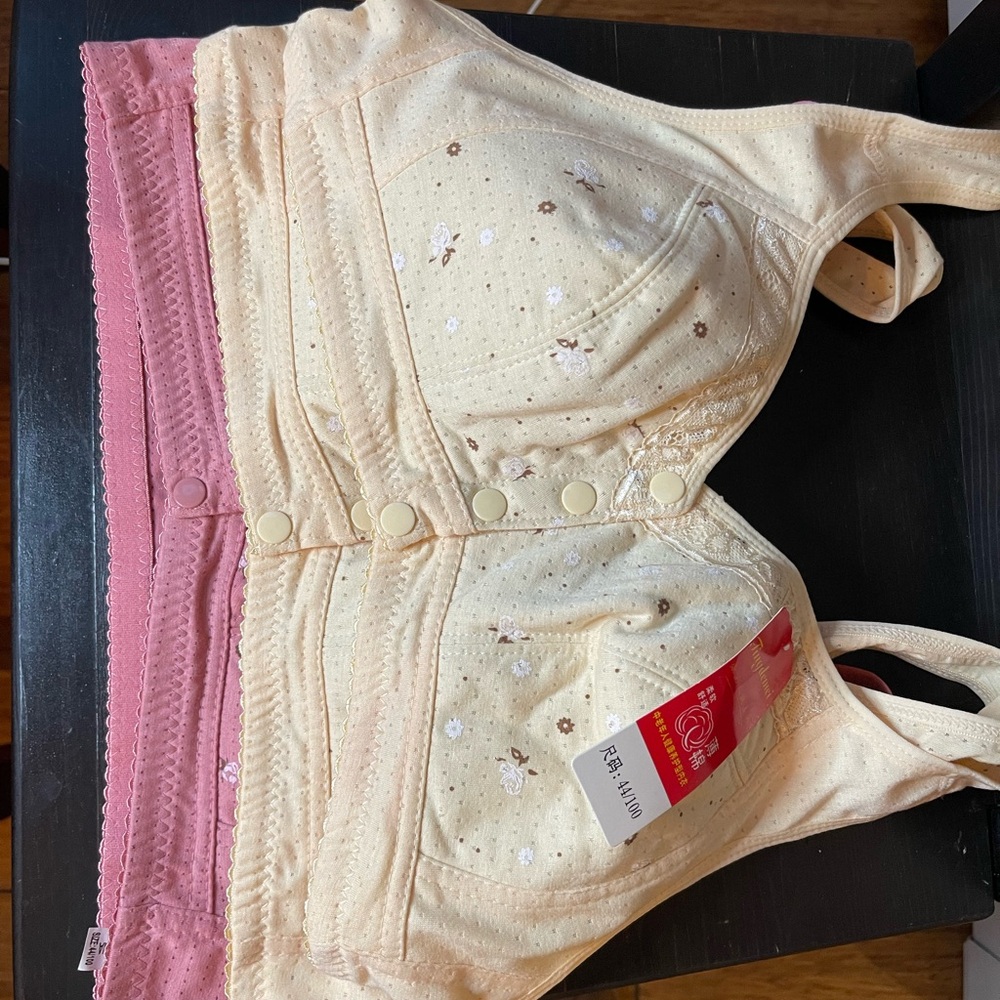 Floral Beige and Pink Button-Up bra close to 38DD is my guess